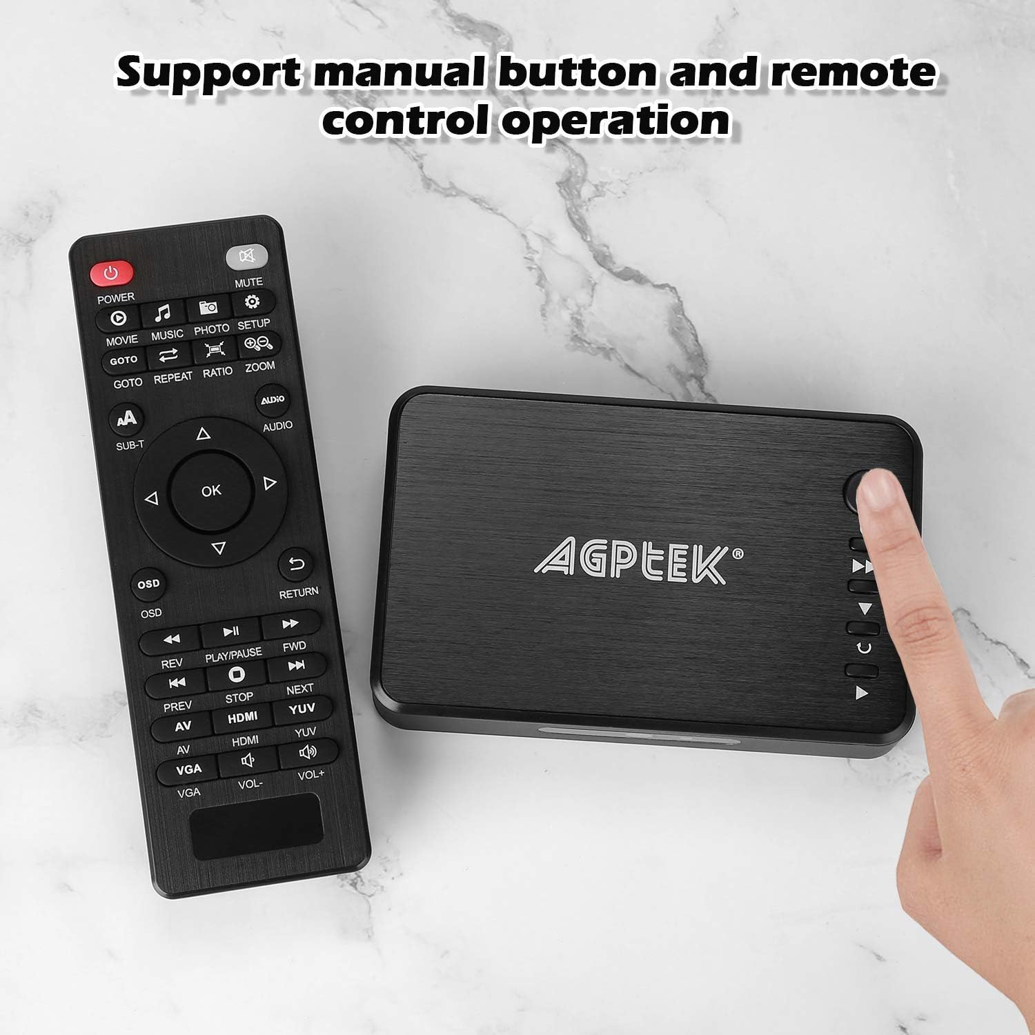 AGPTEK 1080P Media Player Read USB drive/SD card with HD HDMI/AV/VGA Output for RMVB/ MKV /JPEG etc with Remote Control