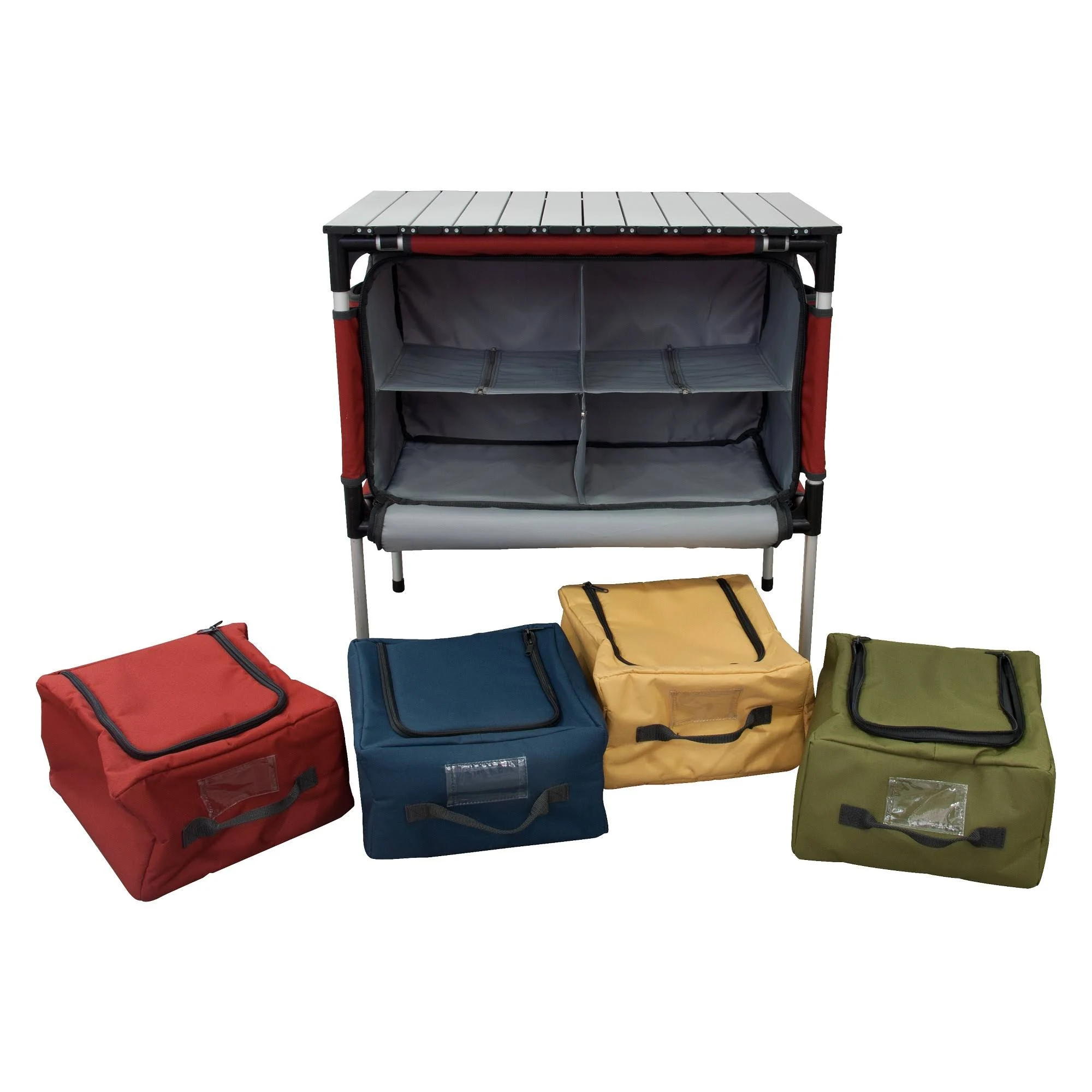 Camp Chef Mountain Series Sherpa Table u0026 Organizer, Grey/Red