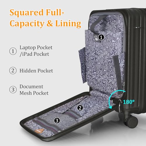 Joyway Luggage Sets 4 Piece Suitcase Set with Front Pocket, PC Hardside Expandable Carry on Luggage Set with Spinner Wheels and TSA Lock, Orange