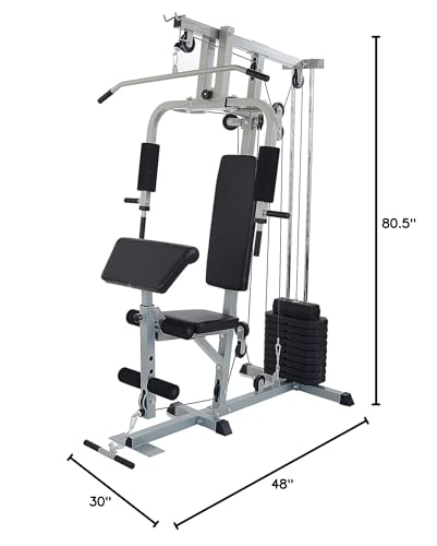 BalanceFrom Home Gym System Workout Station with 380LB of Resistance, 125LB - 145LB Weight Stack
