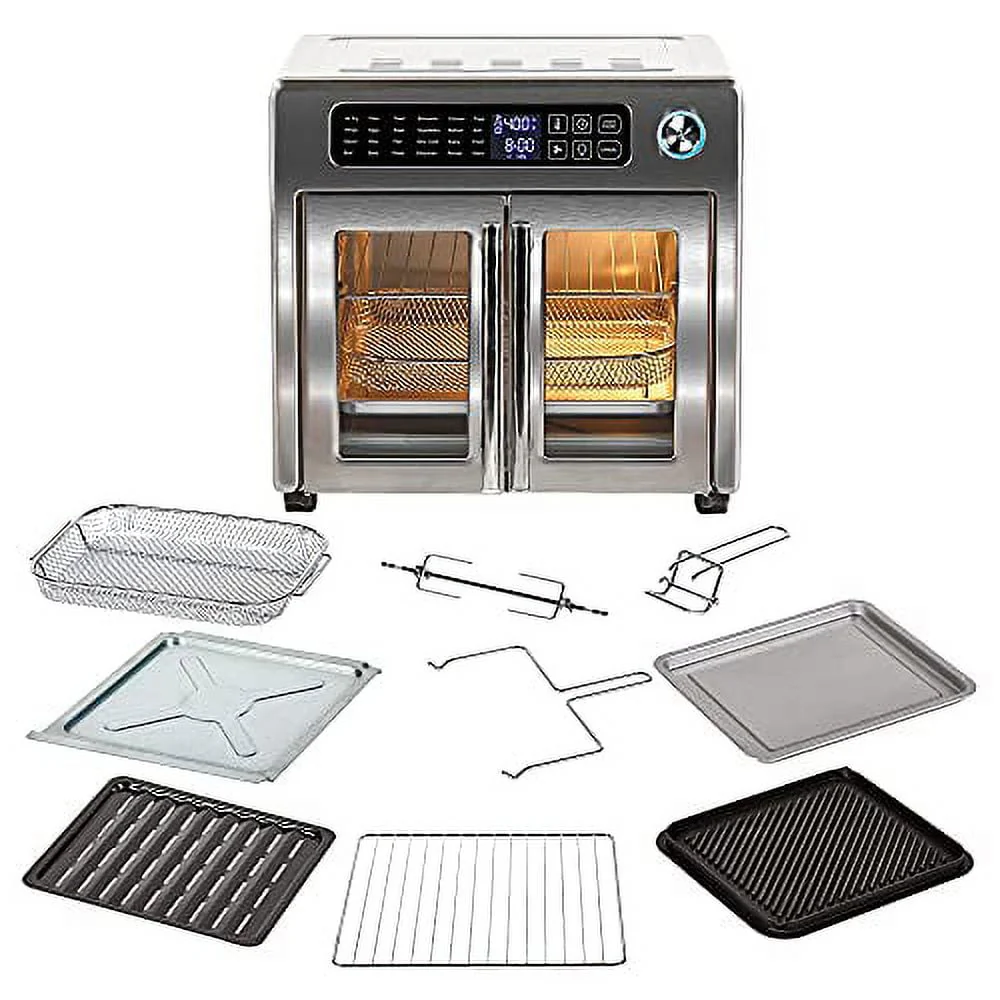 Emeril Everyday Emeril Lagasse 26 QT Extra Large Air Fryer, Convection Toaster Oven with French Doors, Stainless Steel
