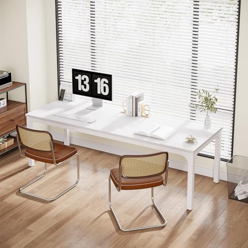 Tribesigns 2-Person Home Office Desk, 78.7" Extra Long Computer Desk, Double Workstation for Home Office, Work Desk for Two People (Light Walnut)