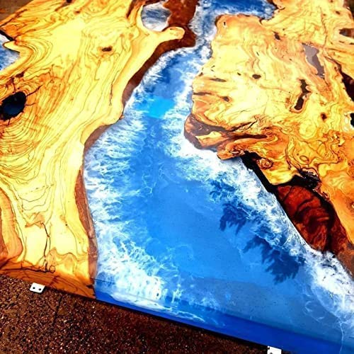 TUZECH Epoxy Table Fully Customized Thick Resin River Table Top Indoor Outdoor Wooden Dining Table Top (36x24 Inch) with 18 Inches Tall Legs