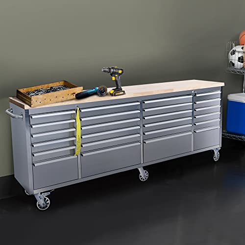 CT Copper Tailor 72-inch Tool Chest with 15 Drawers and Wheels, Mobile Garage Workbench Storage Tool Cabinet, Large Rolling Tool Box with Wood Top