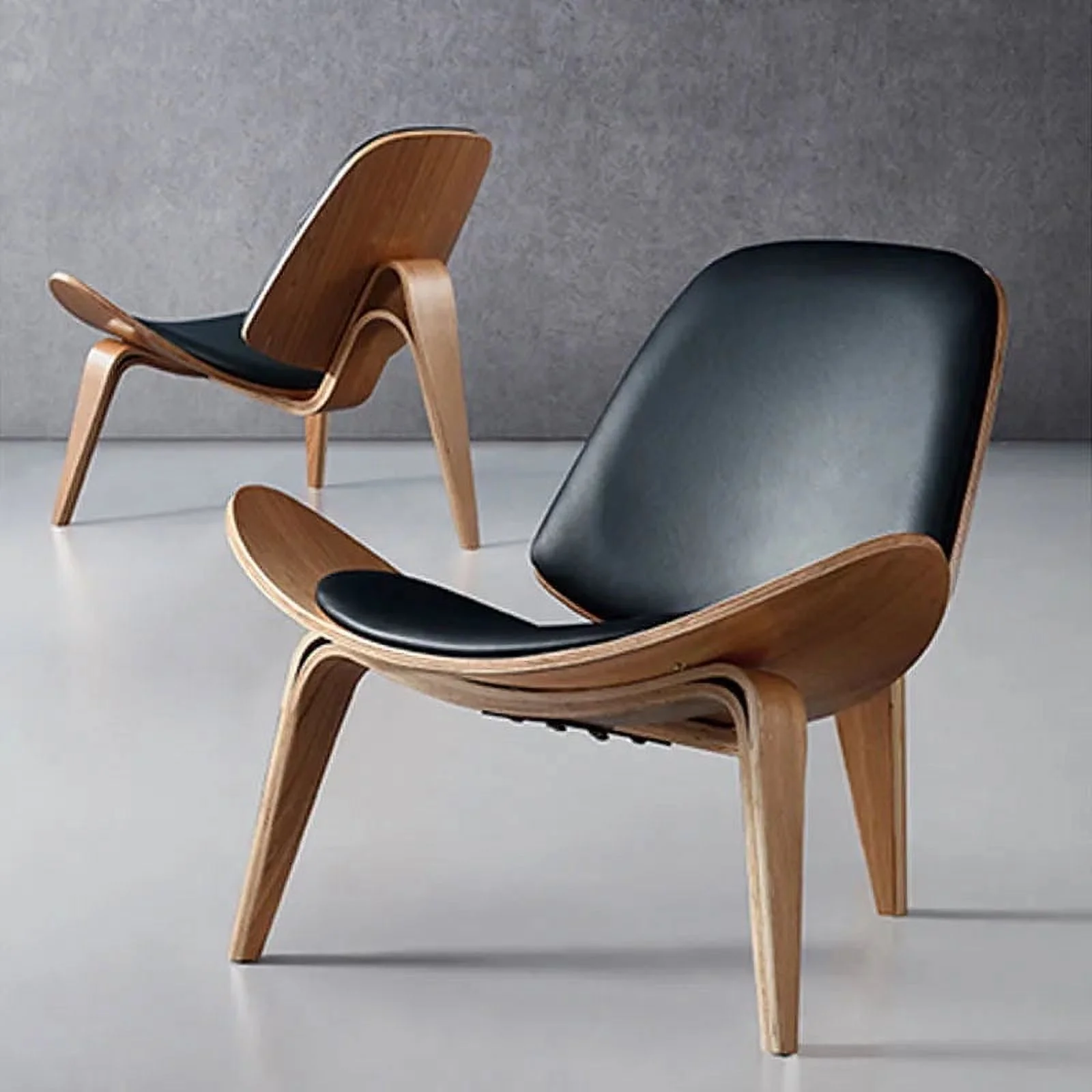 Hans Wegner Style Three-Legged Shell ChairsAsh Plywood Fabric Upholstery Living Room Furniture Modern Lounge Shell ChairsReplica