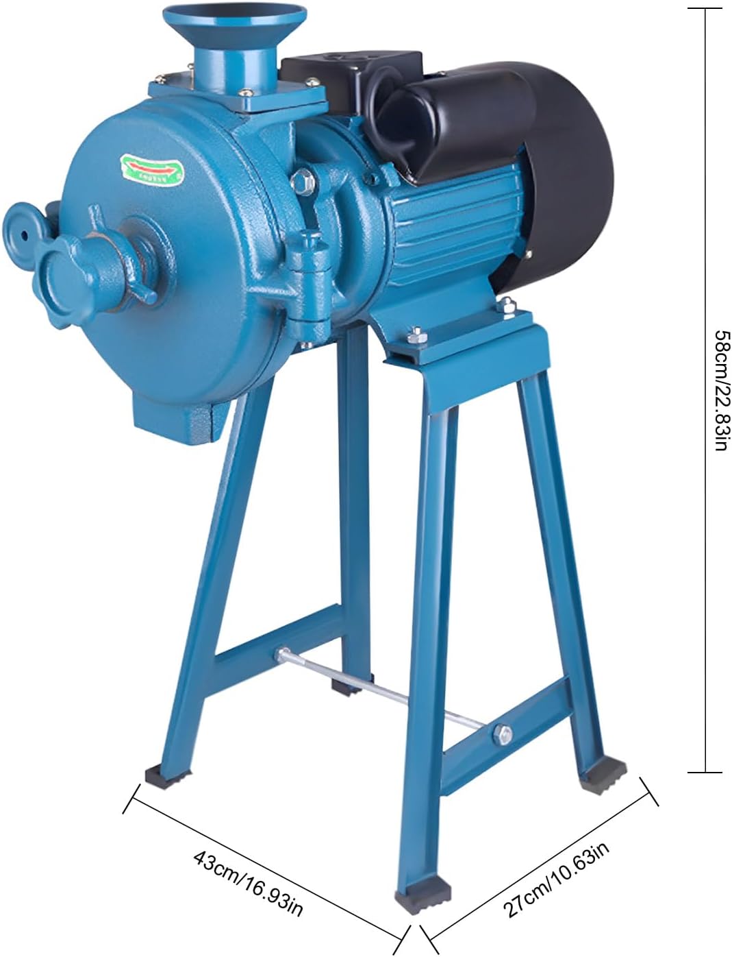 2200W Blue Electric Grain Mill with Funnel, Dry Cereals Rice Wheat Corn Mills Electric Grain Mill Grinder Electric Grain Grinder Heavy Duty Home/Commercial Electric Feed Mill Dry Cereals Grinder