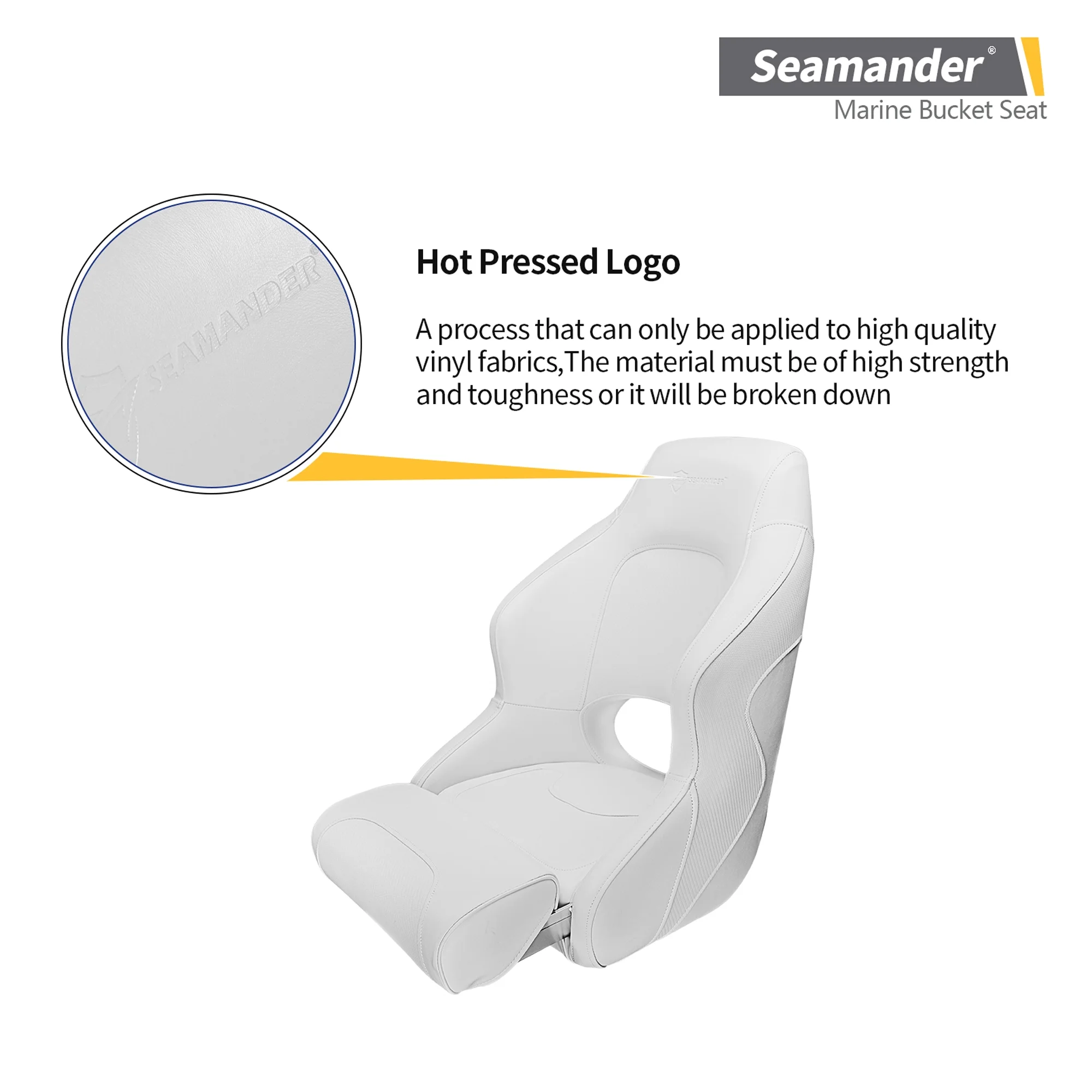 Seamander S1043 series Pontoon Furniture Bucket Seat, Captain Seat, Colors Solid White