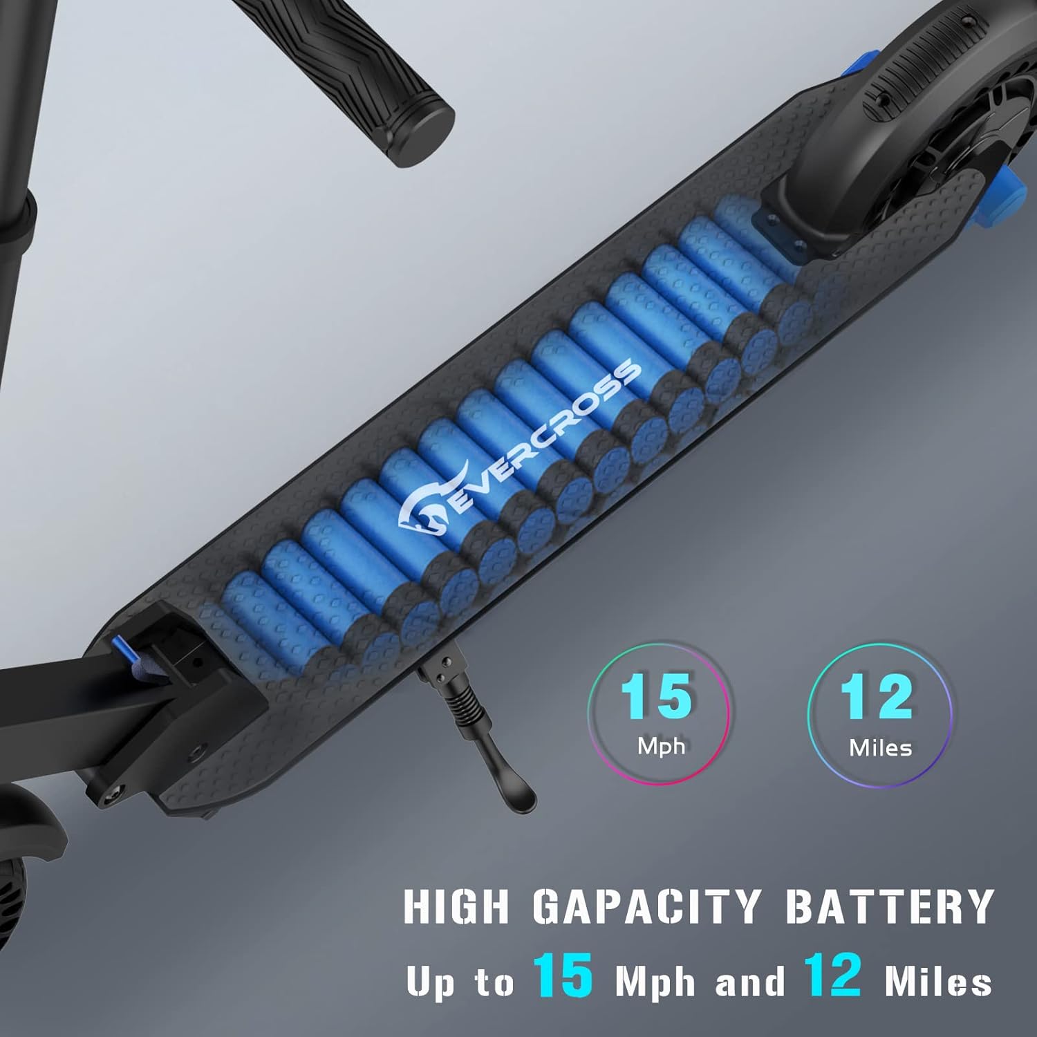 EVERCROSS Electric Scooter-8 inch Tires, Adult Folding Electric Scooter, Up to 15 Mph and 12 Miles, Adult Electric Scooter, With 3 Speed Modes and Dual Braking for Adults and Teenagers