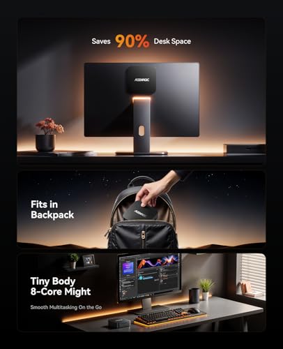 ACEMAGICIAN Kron Mini K1 Mini PC, Ryzen 7 5700U, 32GB DDR4 1TB NVMe SSD Mini Computers, Small Light Gaming PC 4K@60Hz Triple Display, Mini Desktop WiFi6 | Bluetooth 5.2 | Dual Channel | Auto Power On