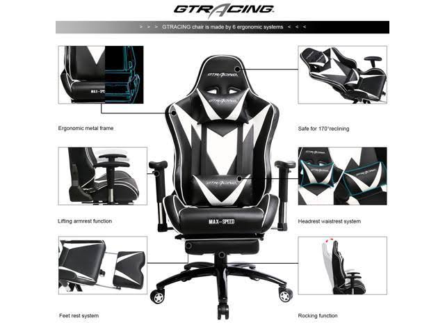 GTRACING Gaming Chair with Footrest High Back Swivel Computer Office