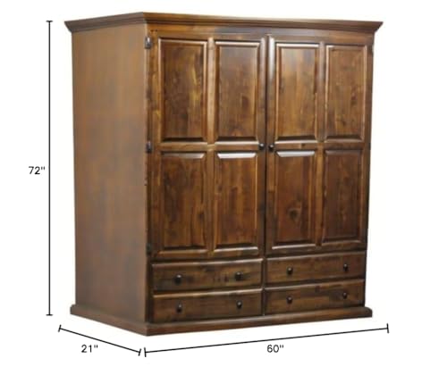 Traditional Wardrobe: 60W x 72H x 21D 60w Whitewash Alder