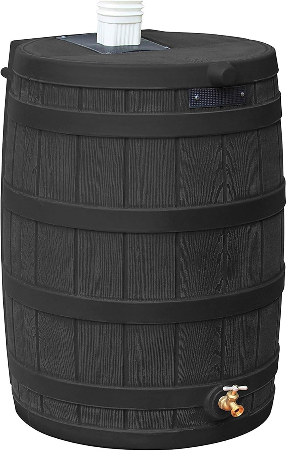Good Ideas Rain Wizard 40 Gallon Plastic Outdoor Home Rain Water Storage Collection Barrel Drum with Brass Spigot, Black (4 Pack)