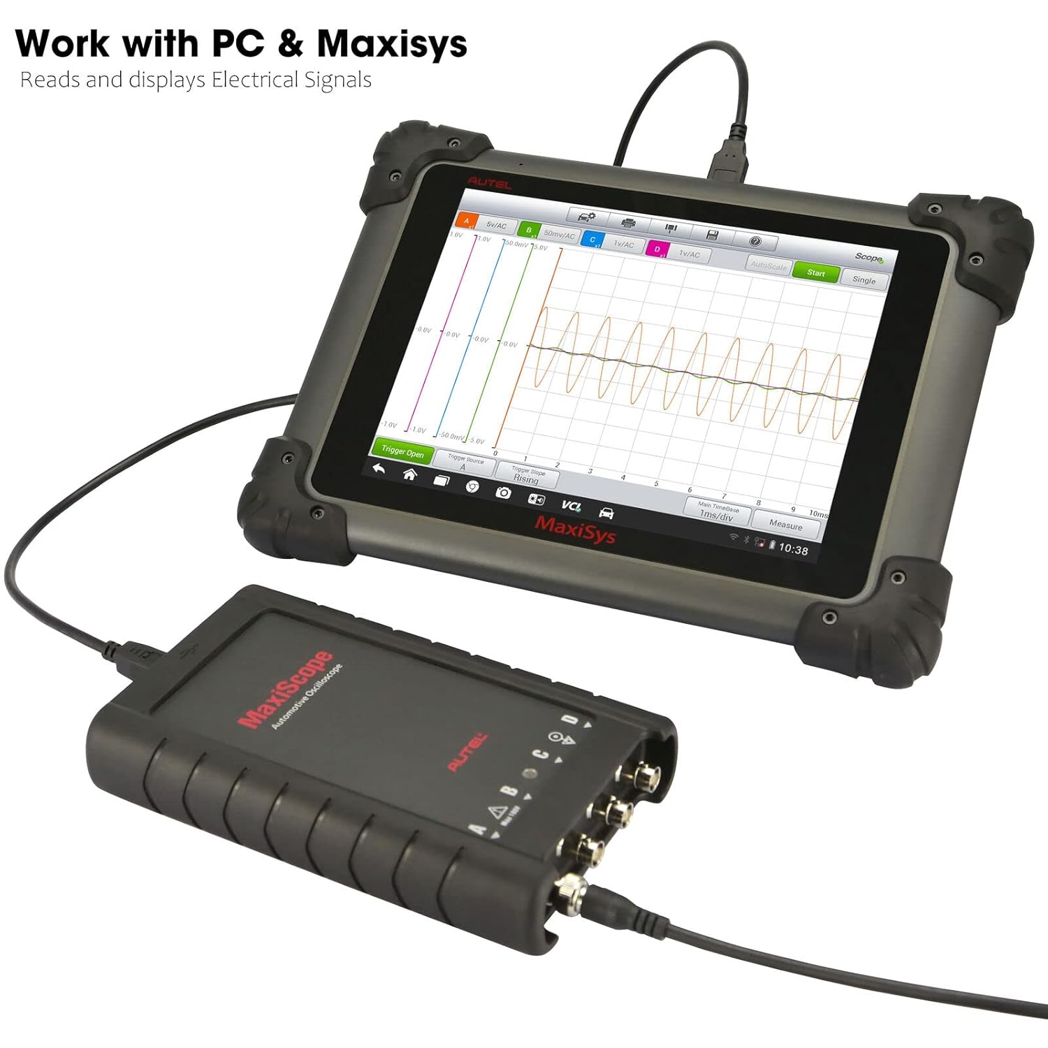 Autel MaxiScope MP408 4 Channel Automotive Oscilloscope Basic Kit Works with Maxisys for MS908P/MS906BT/MS906TS