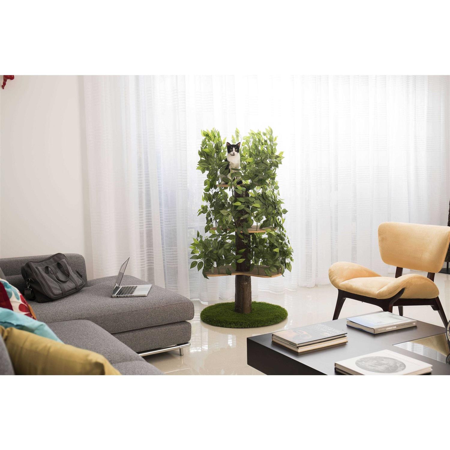 On2Pets Cat Tree with Leaves Cat House &amp; Cat Activity Tree - Pet Supplies online store