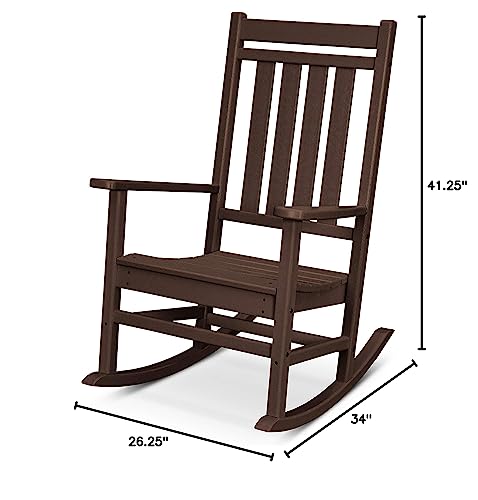 POLYWOOD Estate Rocking Chair, Outdoor Porch Rocker, All-Weather HDPE Patio Furniture, Adult Size, Made in USA, Black