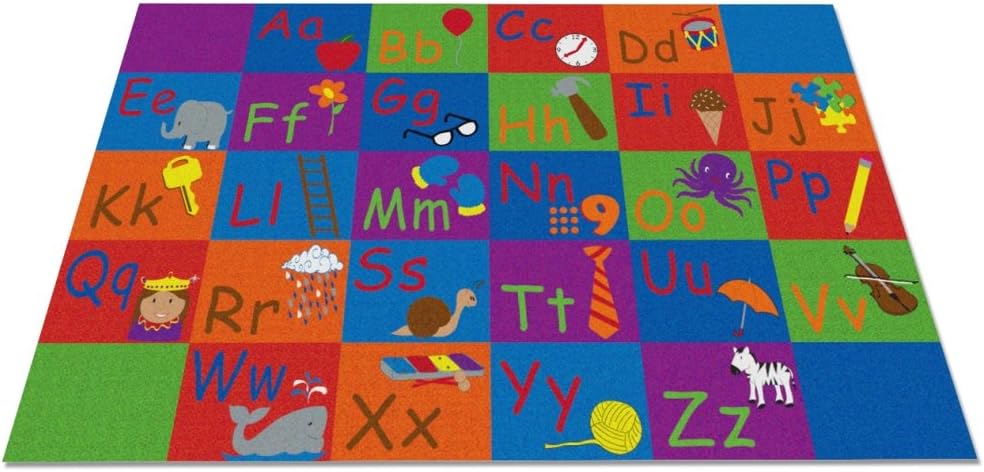 Kid Carpet All in A Row Letter Classroom Rug, 7'6" x 12' Rectangle