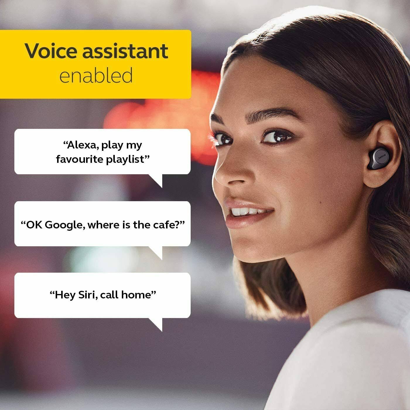 Jabra Elite 75t Bluetooth Wireless In-Ear True Earphones with Mic - Noise-Canceling - Titanium Black