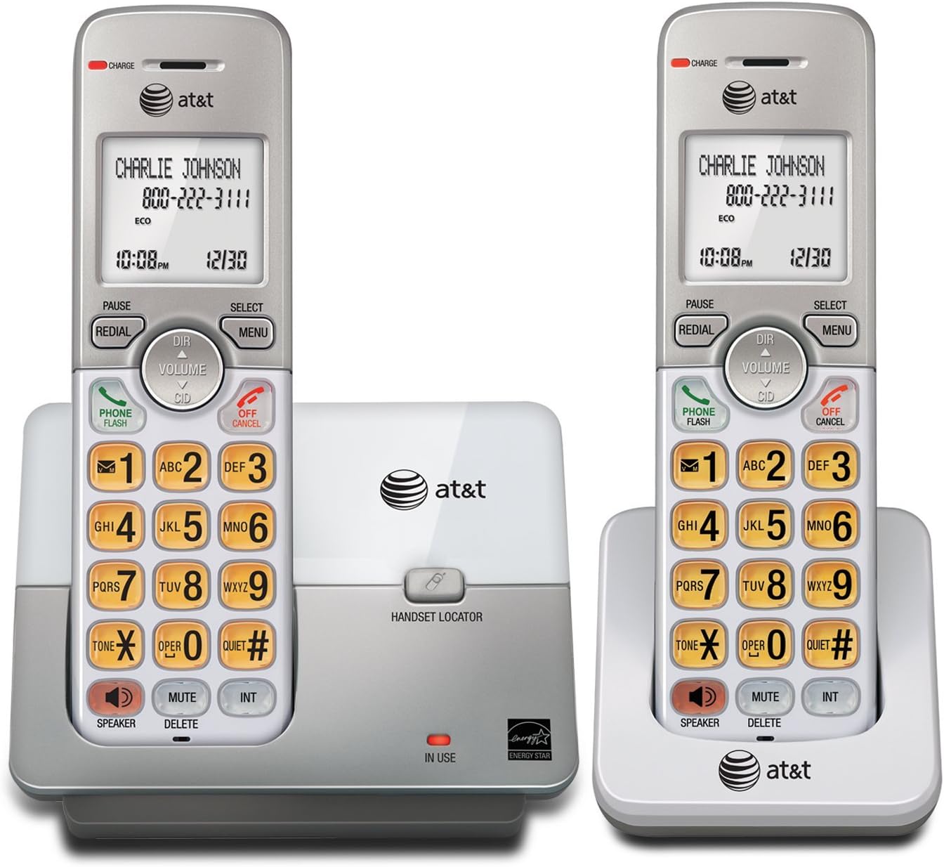 AT&T EL51203 DECT 6.0 Phone with Caller ID/Call Waiting, 2 Cordless Handsets, Silver (Renewed)