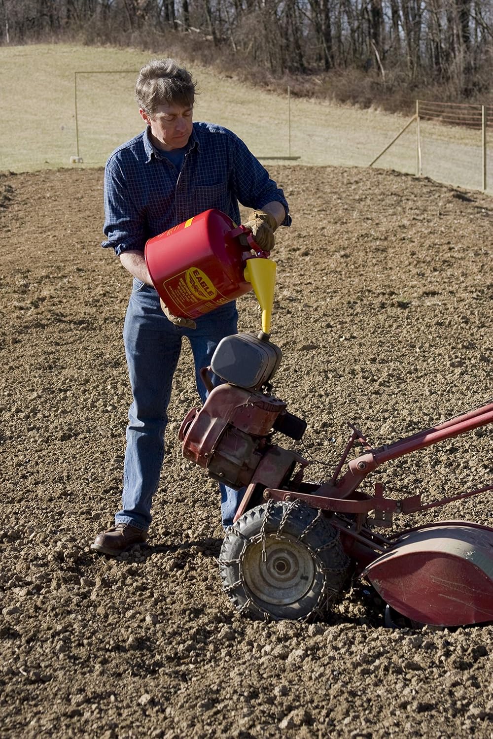 UI-50-FS Red Galvanized Steel Type I Gasoline Safety Can with Funnel, 5 Gallon Capacity, 13.5" Height, 12.5" Diameter,Red/Yellow Pack of 2