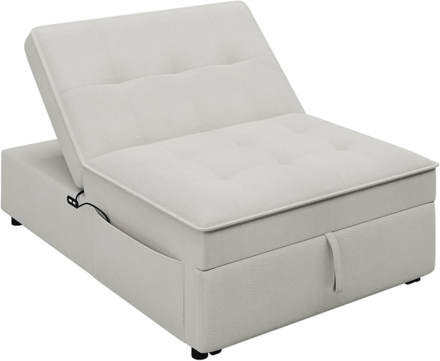 CHARMMA 4-in-1 Sofa Bed,Chair Bed,Multi-Function Folding Ottoman Bed with Storage Pocket and USB Port for Small Room Apartment,Living Room,Bedroom,Hallway,White,Chairs/Accent Seating 78.26lbs,2036