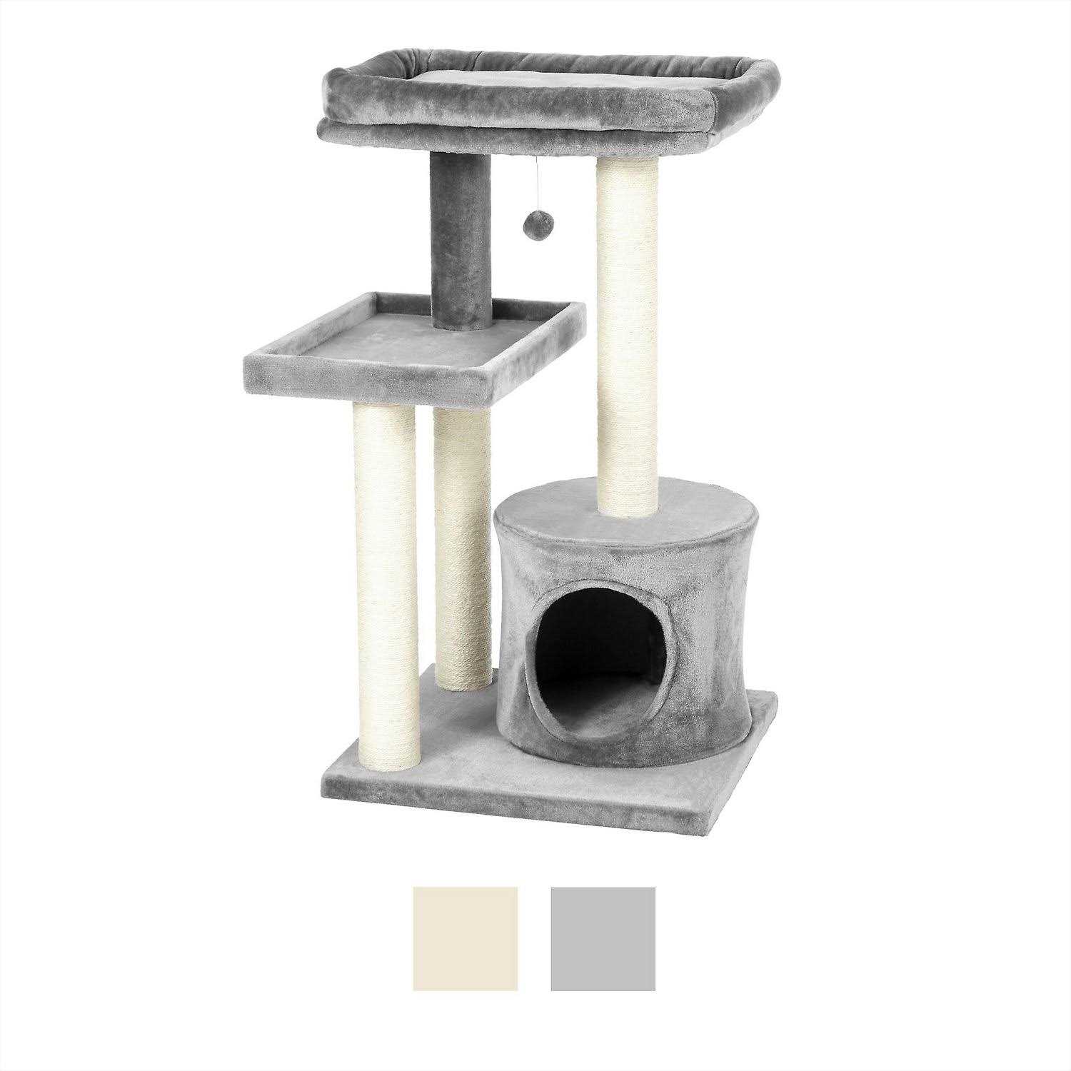 Frisco 42-in Heavy Duty Faux Fur Cat Tree Condo - Pet Supplies online store