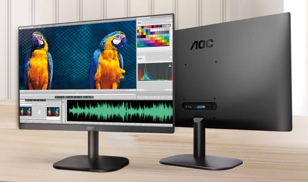 AOC 27& IPS 8ms Full HD 3-Way Frameless Slim Monitor - HDMI1.4/VGA Tilt Low Blue Mode Flicker Free, VESA 100mm 24798