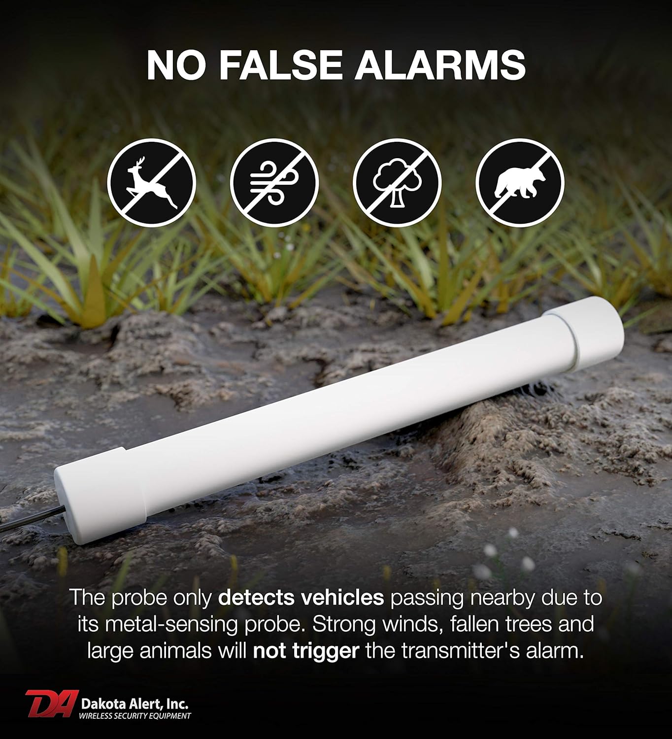 Dakota Alert DCPA-4000 Wireless Driveway Alarm System - DCR-4000 Receiver and DCPT-4000 Vehicle Detecting Probe Transmitter with 50-FT of Direct Burial Cable