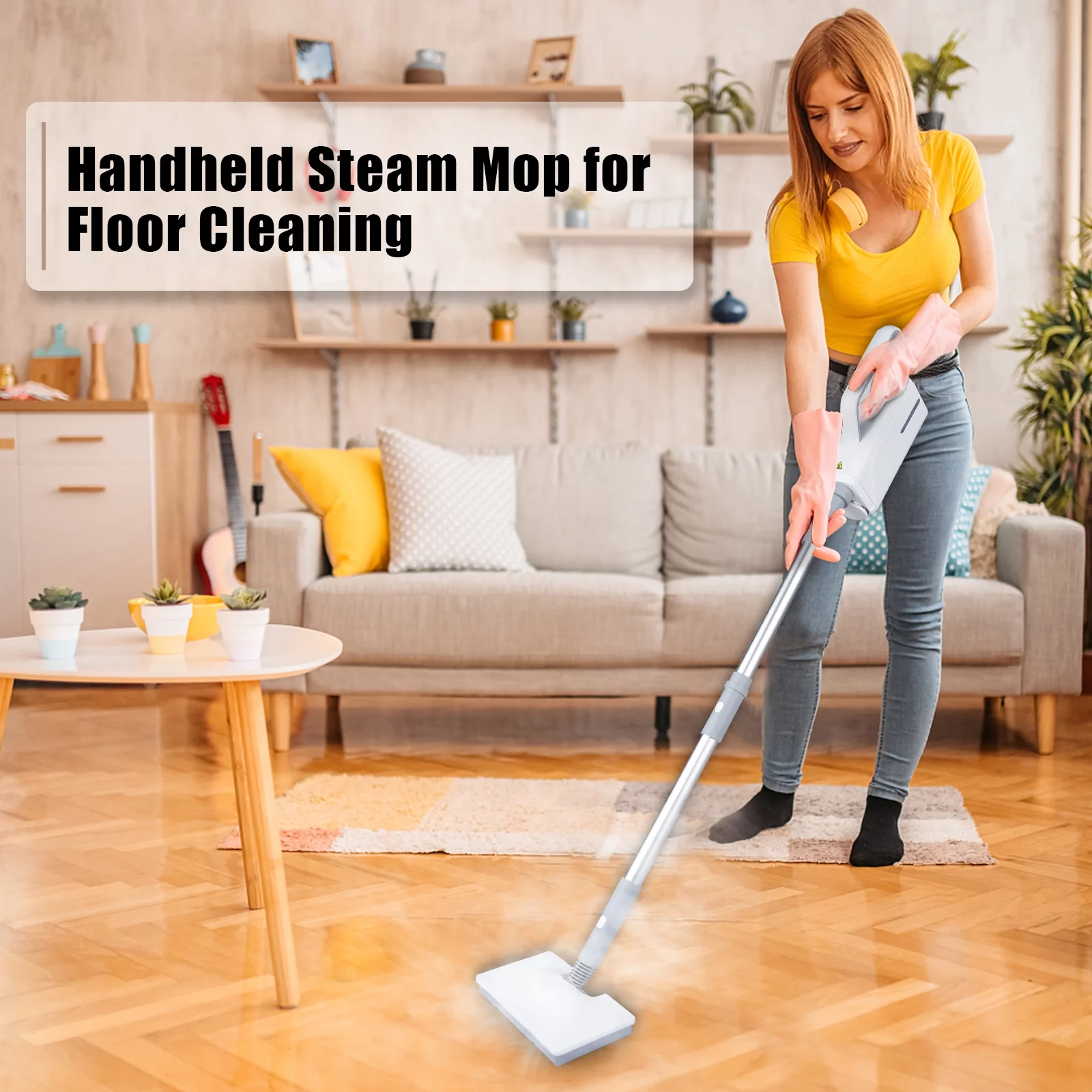 walmeck Household Steam Mop for Floor Cleaning Detachable Handheld Cleaner Floor Steamer 370ml Tank 2-Level Steam with 3 Cleaning Brush Window Cleaner Clothes Ironing Head Steam Cleaner for Hardwoo