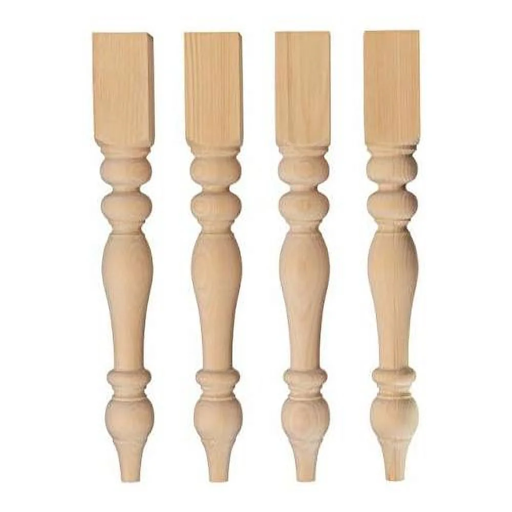 Chunky Farmhouse Table Legs - Unfinished - DIY Furniture - Turned Legs - Set Of 4 - Dimensions: 3.5" X 29"