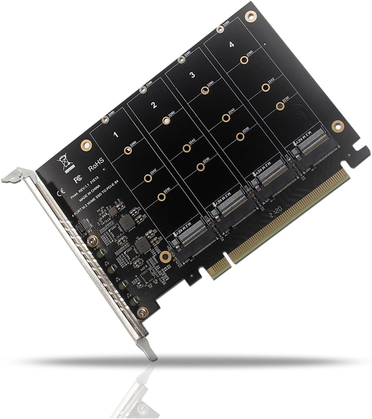 Gegong 4 Port NVMe to PCI-e Host Controller Expansion Card, Support 2230 2242 2260 2280?M.2 NVME to PCIe X16 Adapter, M Key Hard Drive Converter Reader Expansion Card Pack of 2