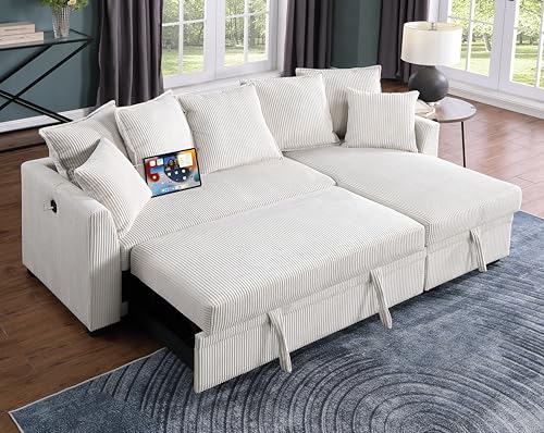 Oversized U-Shaped Sectional Sofa Couch Plush Corduroy Upholstered Modular Deep Seat Sofa&Couch Sectional W/Right Facing Chaise Lounge and 7 Toss Pillows for Home Apartment Living Room Furniture Sets