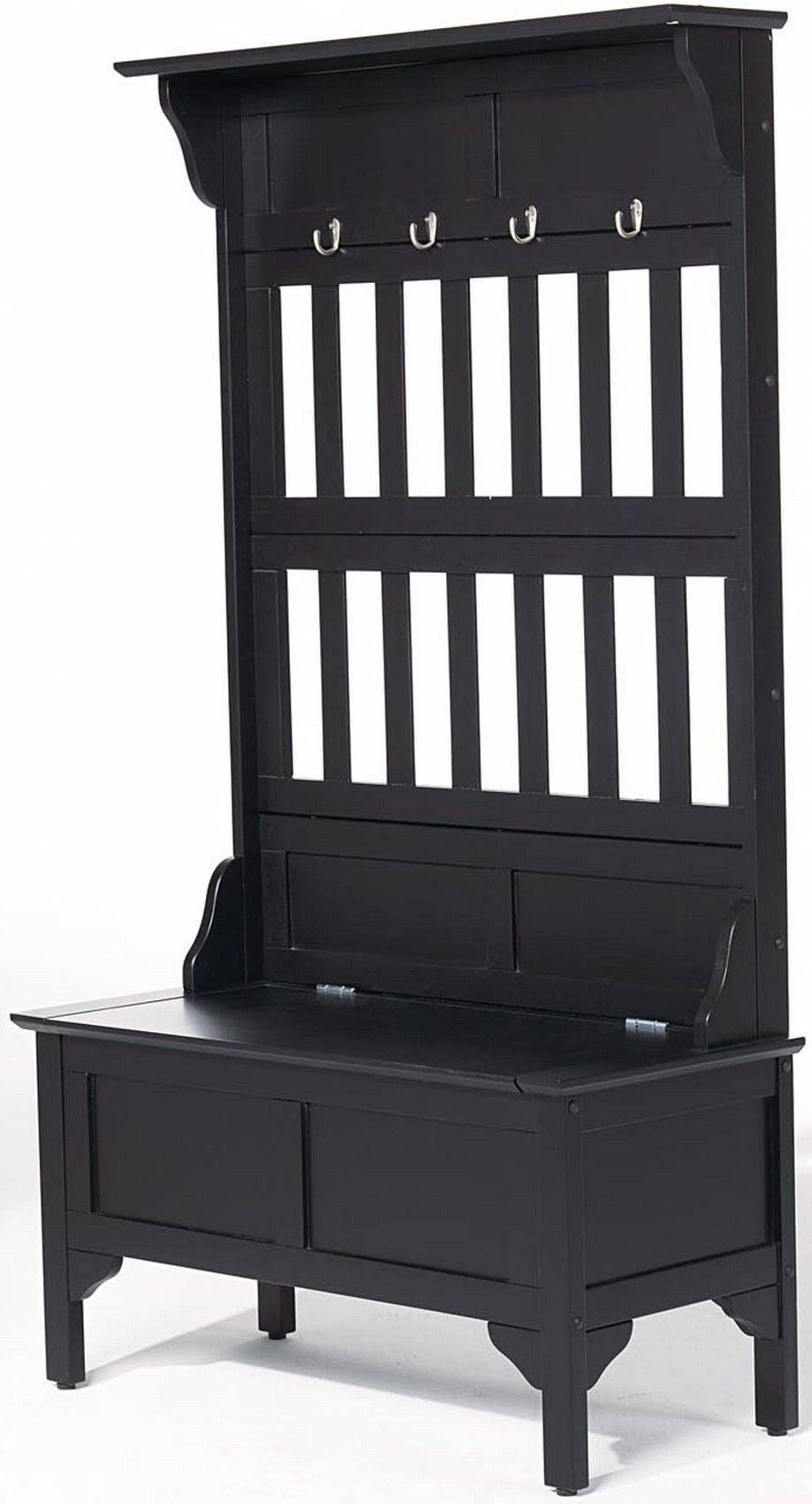 Home Styles Hall Tree u0026 Storage Bench (Black)