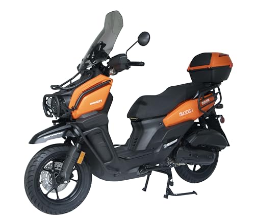 HHH Tank 200 DLX EFI Scooter Vitacci Tank 200 EFI Scooter 200cc motorcycle 13 inch wheels Fully Automatic, Windshield and Matching Rear Trunk ( Black )