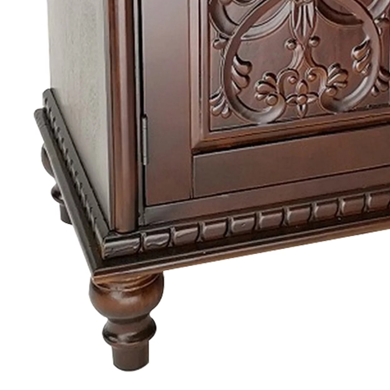Chest with Double Door Storage and Intricate Carved Details, Brown- Saltoro Sherpi