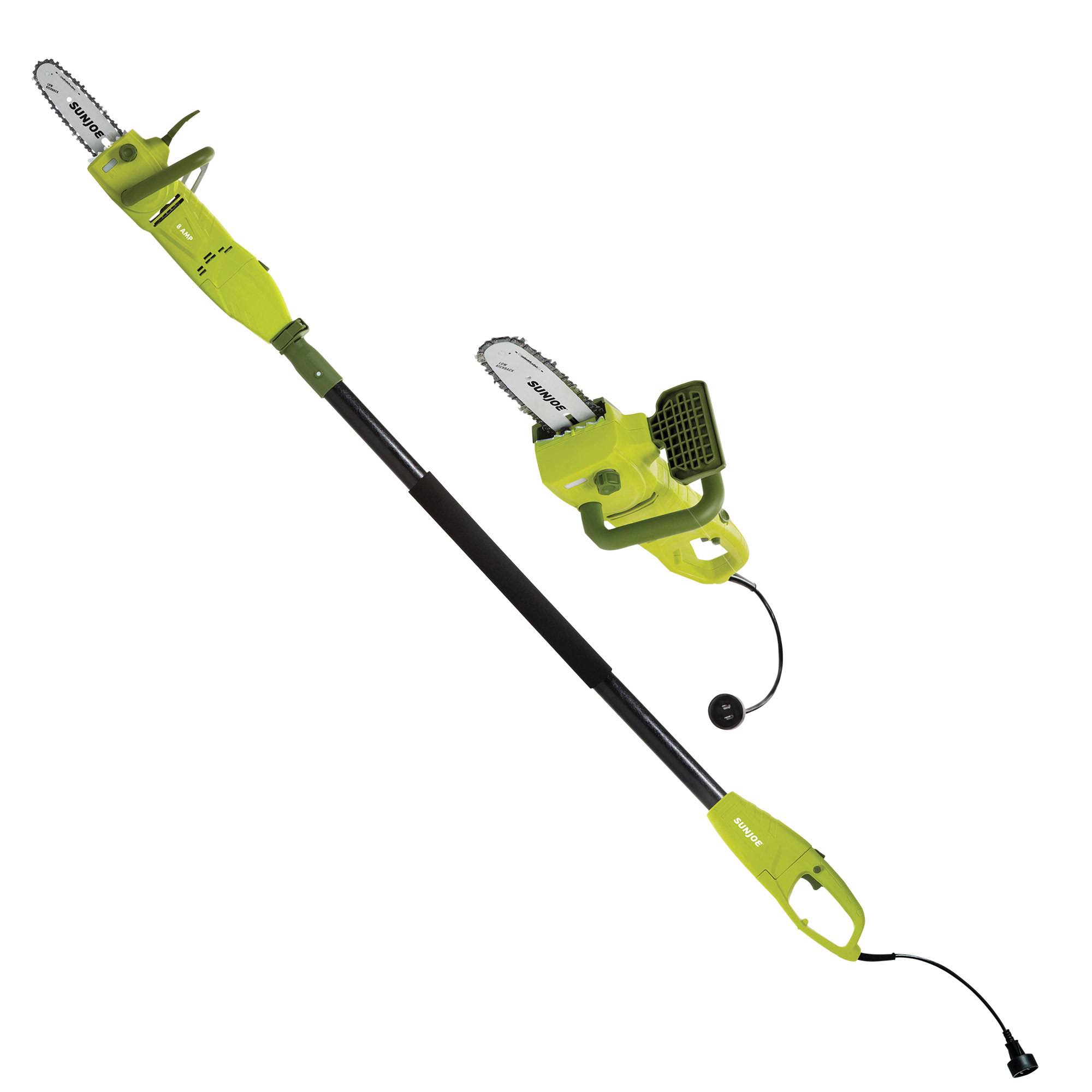 Sun Joe 8-Inch 8.0 Amp 2-in-1 Convertible Pole Chain Saw, Green, Swj806e