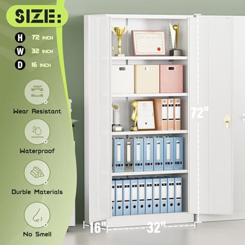 Incbruce 72” Metal Storage Cabinet, Garage Cabinets and Storage System with Doors and Shelves, Tall Lockable Tool Cabinet for Garage, Office, Home (Black)