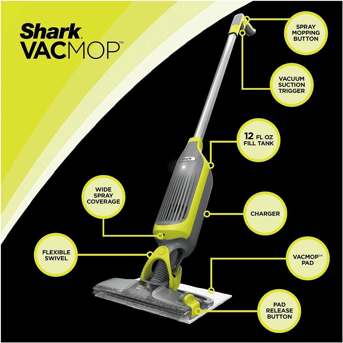 Shark VACMOP Cordless Hard Floor Vacuum Mop with Disposable VACMOP Pad, VM200