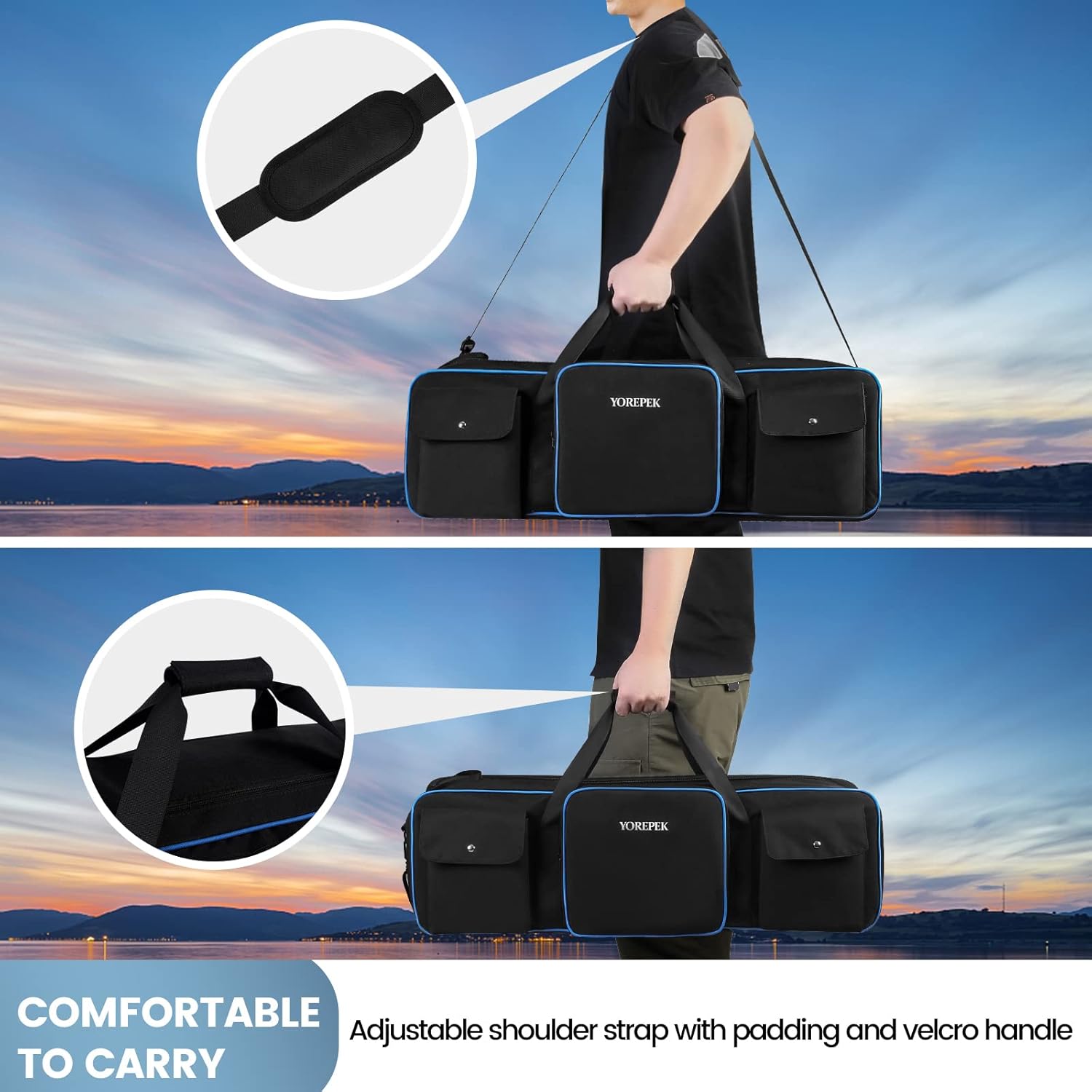 YOREPEK 30.5 Tripod Carrying Case Bag, Light Stand Bag with Strap Removable Padding, Photo Studio Equipment Large Case for Flash Light Stand, Tripods, Monopods, Umbrellas, Boom Stands