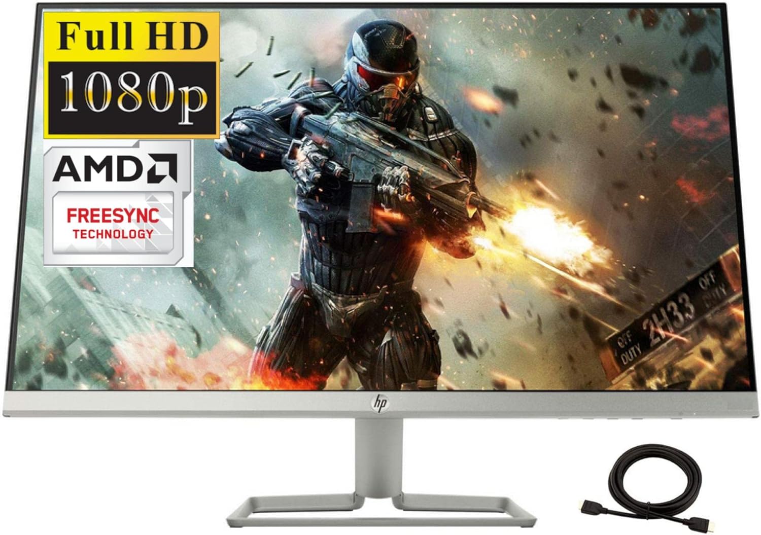 2022 Premium HP 24f 75Hz 24 Widescreen IPS LED FHD 1080P Anti-Glare Monitor for Business and Student, 5 ms Response Time, FreeSync, HDMI VGA, 178°, AllyFlex HDMI Cable