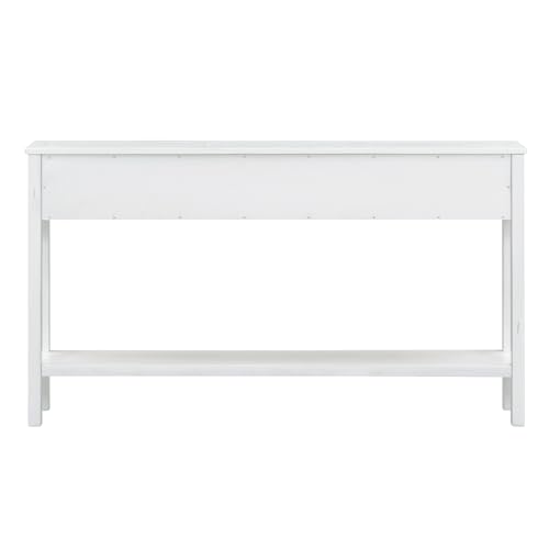 YUNLife Sideboard Console Table with 2 Drawers and Bottom Shelf, Farmhouse Wood/Glass Buffet Storage Cabinet for Living Room, Entryway and Kitchen