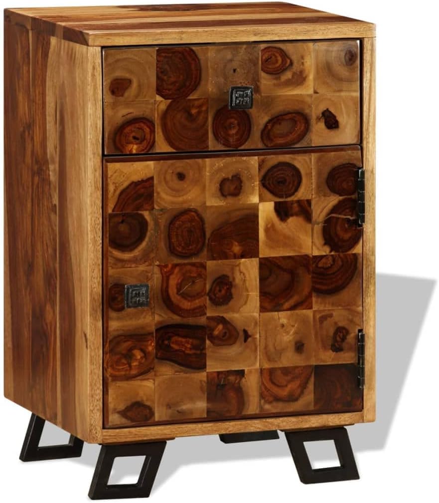 Nightstand, Night Stand for Bedroom, Nightstands Bedside Tables, Small Night Stands, Bed Side Table Solid Sheesham Wood 14.6"x11.8"x21.3"