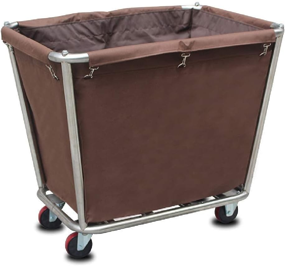 Trolleys,Wheeled Laundry Cart, Household Trolley with Removable Bag, Heavy Service Trolley On Wheels for Hotel Industry, 90X65X80Cm, Brown,Blue