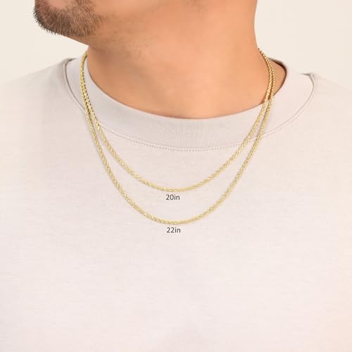 Nuragold 10k Yellow Gold 2mm Rope Chain Diamond Cut Necklace, Mens Womens Jewelry 16" 18" 20" 22" 24" 26" 28" 30"