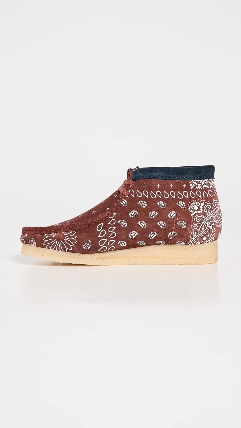 Clarks Men's Wallabee Boots, Brick Paisley, Brown, Print, 11 Medium US