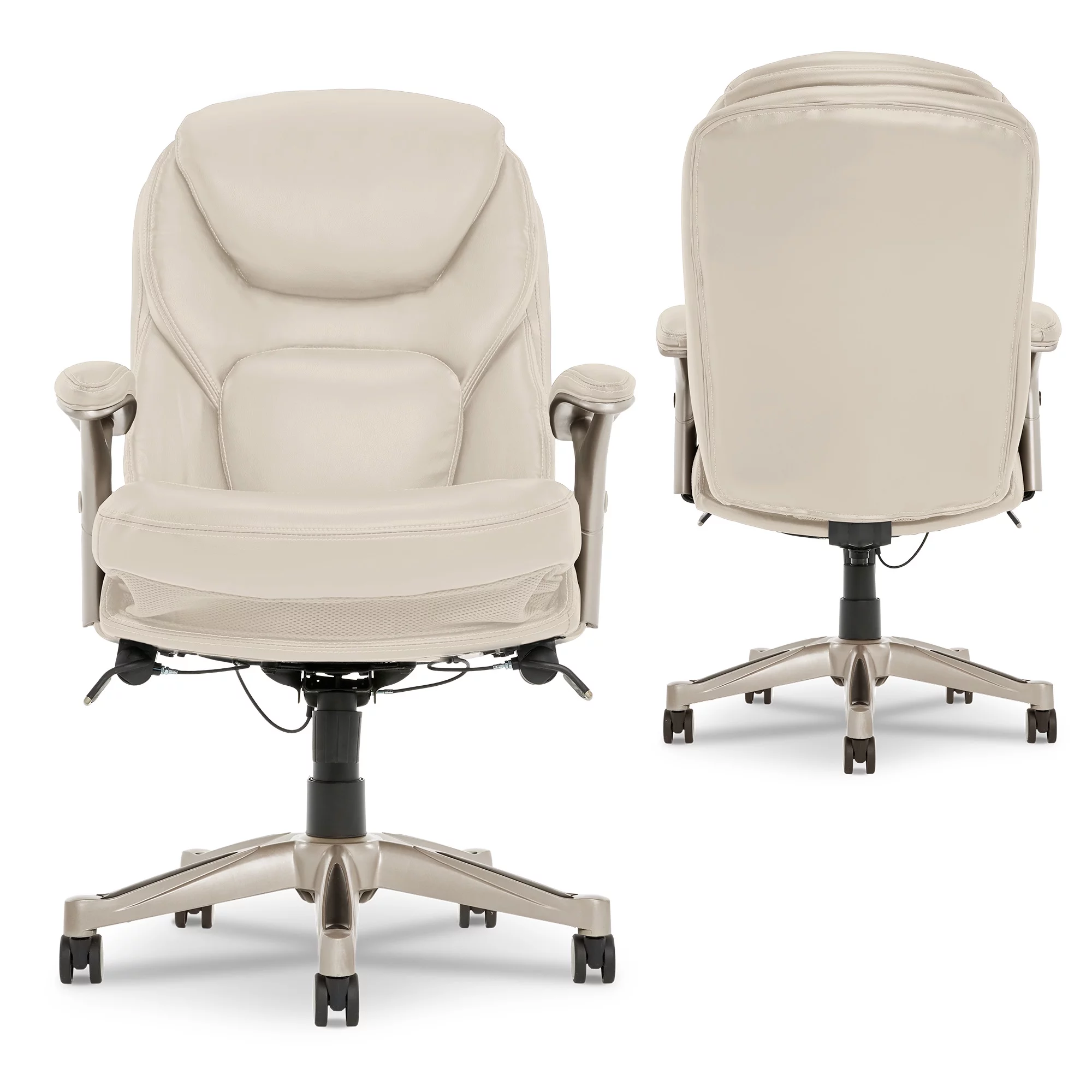 Serta Bonded Leather Office Chair with True Wellness BIM Tech, 250 lb. Capacity, Ivory