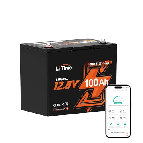 LiTime 12V 100Ah LiFePO4 Battery BCI Group 31 Lithium Battery Built-in 100A BMS, Up to 15000 Deep Cycles, Perfect for RV, Marine, Home Energy Storage