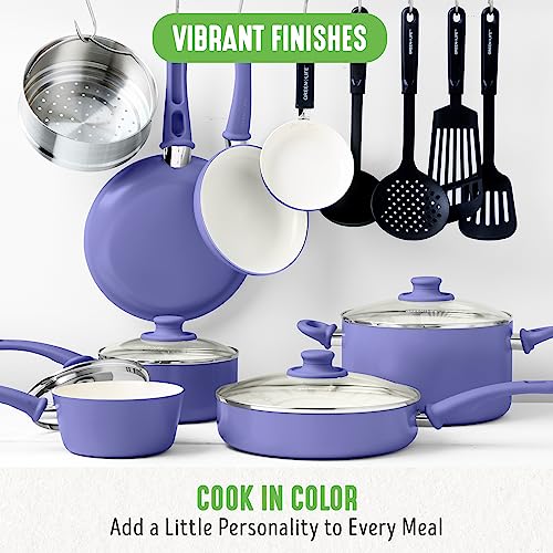 GreenLife Soft Grip Healthy Ceramic Nonstick 16 Piece Kitchen Cookware Pots