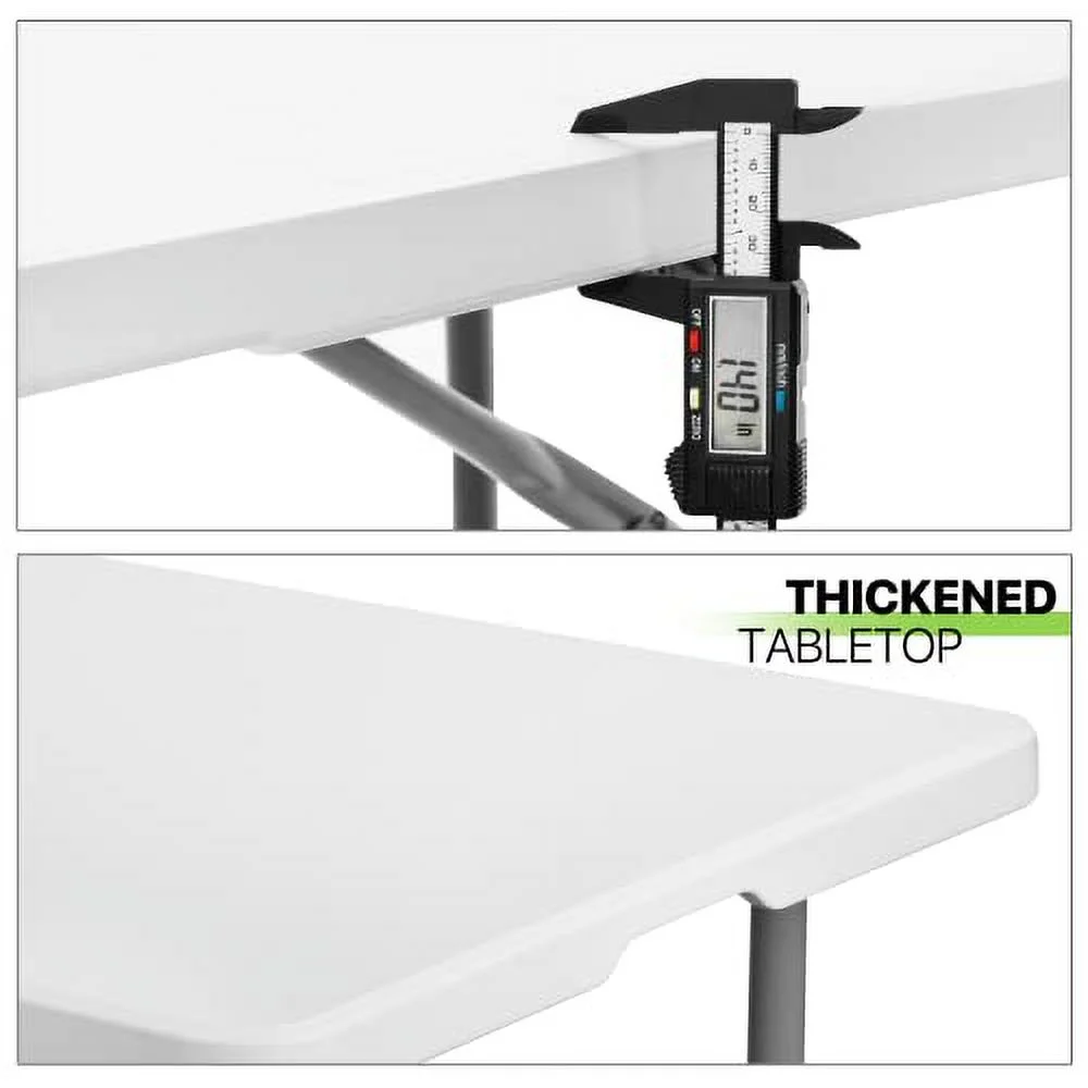 Magshion Plastic Folding Table 4ft Indoor Outdoor Adjustable Height Heavy Duty Foldable Table with Handle for Parties Backyard Events White - Curated Treasures Market