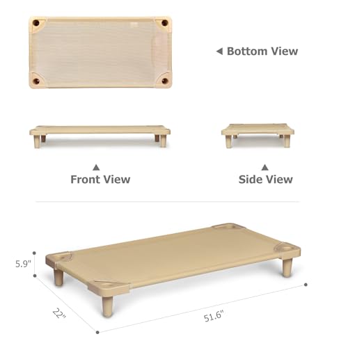 Stackable Kids Nap Cot,Ready-to-Assemble, w/ 4 Lockable Casters,Portable Toddler Space-Saving Children Sleeping Bed for Preschool, Daycare Classroom Furniture(Set of 5)