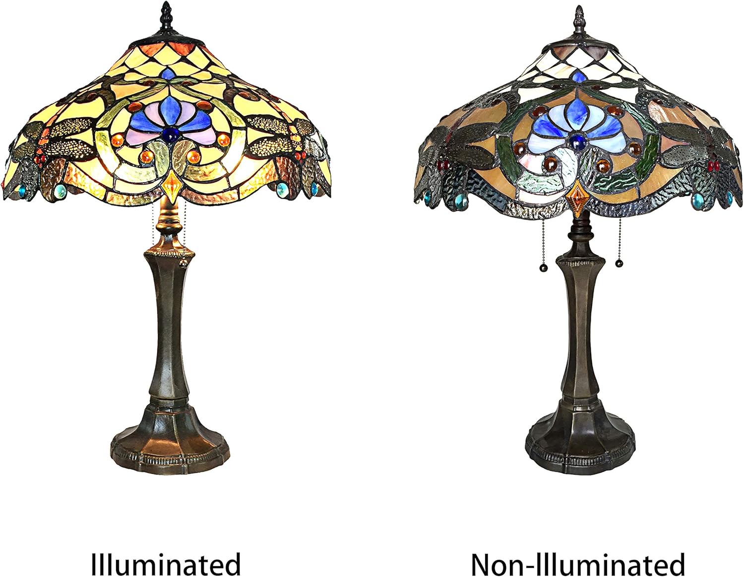 Tiffany-Style 2 Light Dragonfly Table Lamp 17" Shade